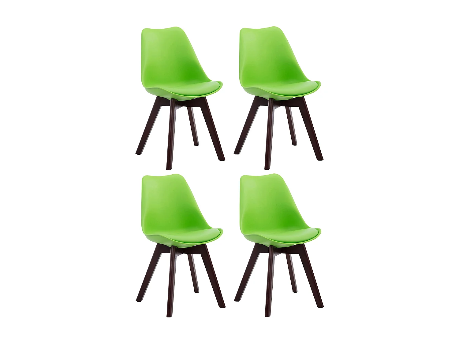 Lot de 4  chaise salle à manger - Similicuir & Noyer - Vert - Borneo V2