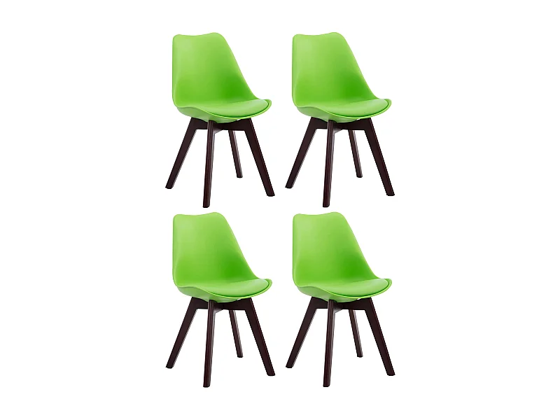 Lot de 4  chaise salle à manger - Similicuir & Noyer - Vert - Borneo V2