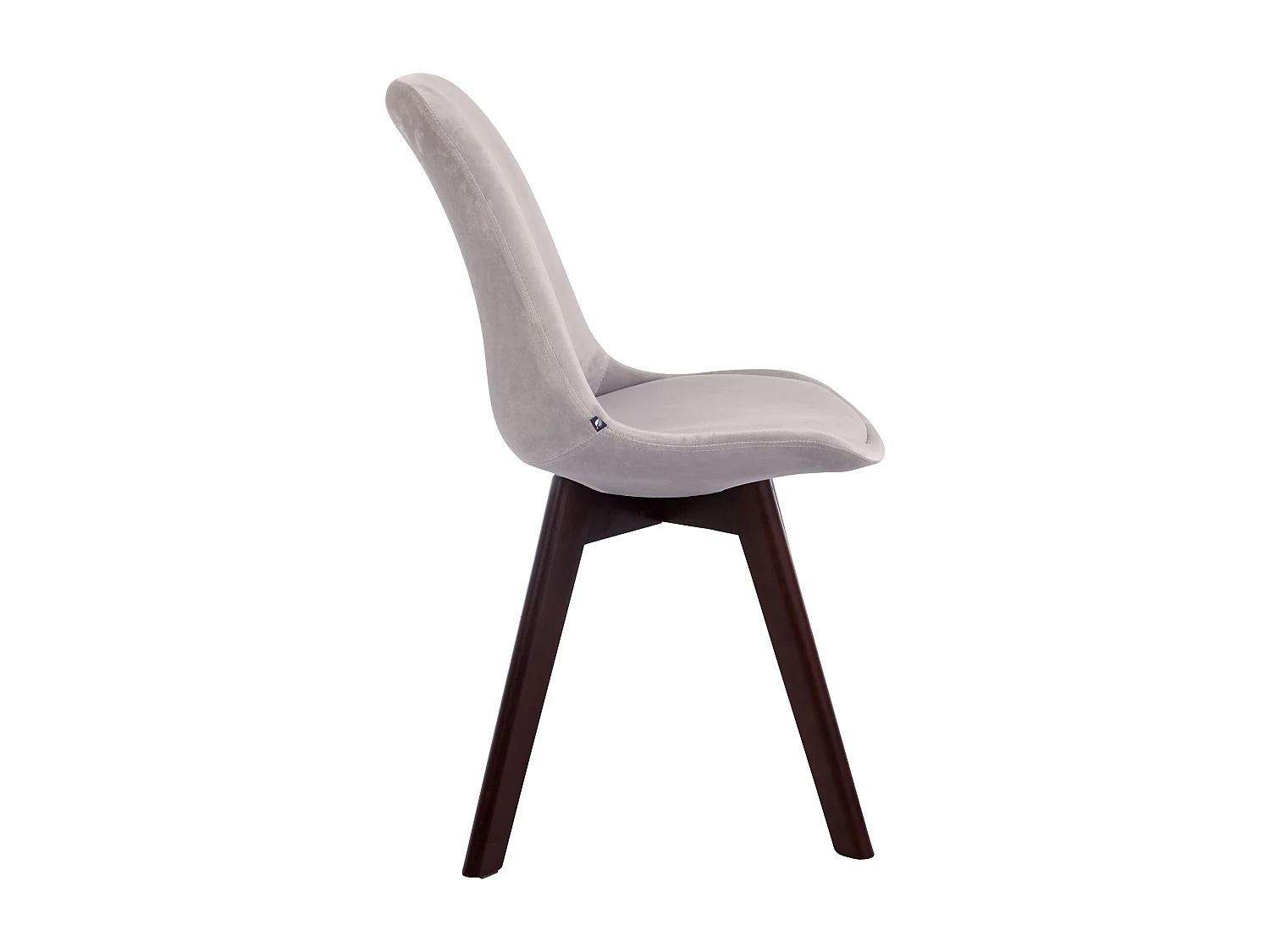 Lot de 4  chaise salle à manger - Velours & Noyer - Gris - Borneo V2