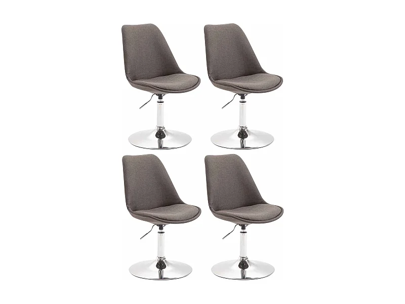 Lot de 4  chaise salle à manger - Tissu & Chrome - Gris foncé - Maverick