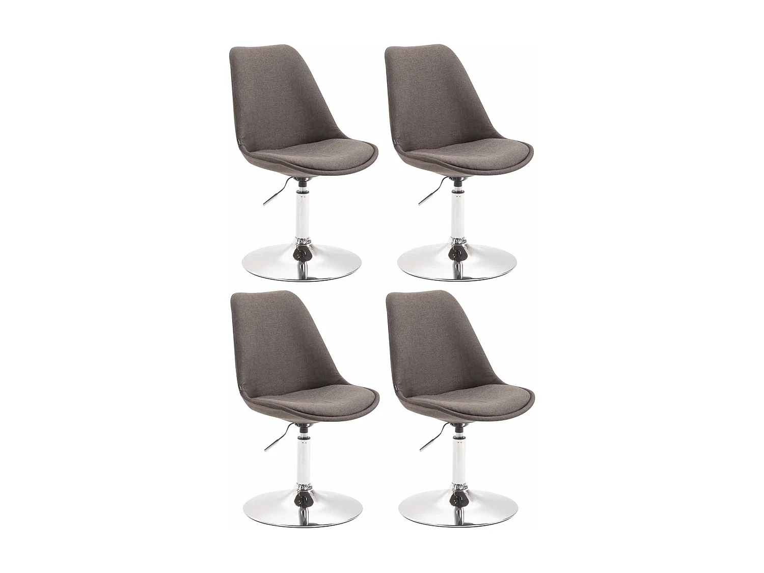 Lot de 4  chaise salle à manger - Tissu & Chrome - Gris foncé - Maverick