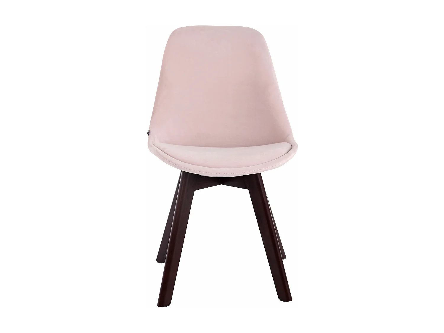 Lot de 4  chaise salle à manger - Velours & Noyer - Rose - Borneo V2