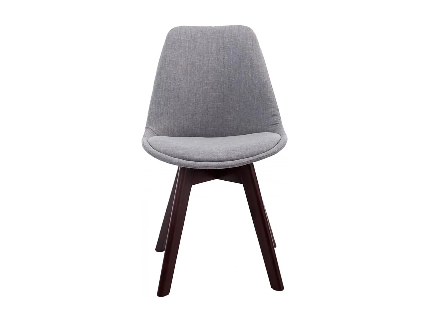 Lot de 4  chaise salle à manger - Tissu & Noyer - Gris - Borneo V2