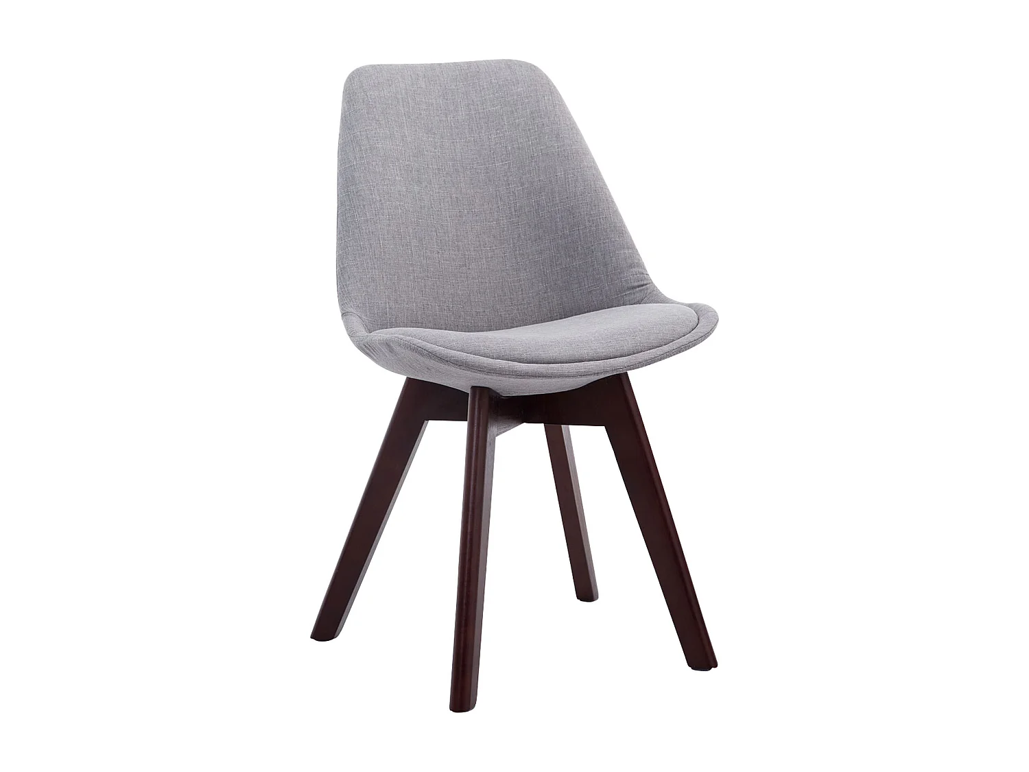 Lot de 4  chaise salle à manger - Tissu & Noyer - Gris - Borneo V2