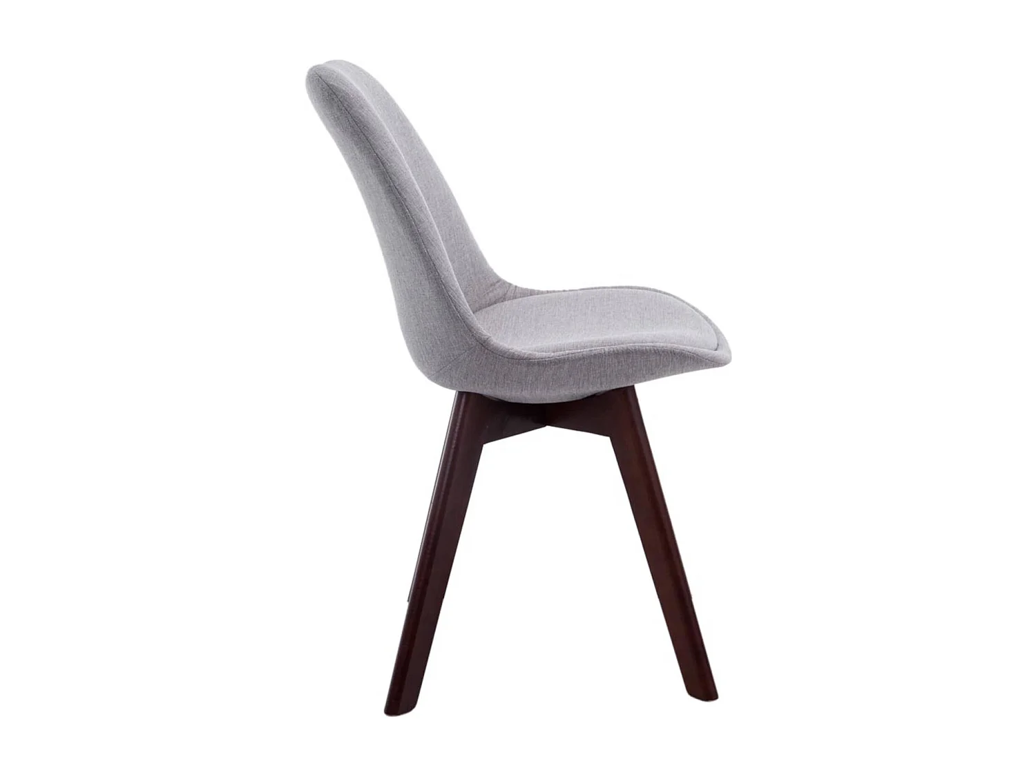 Lot de 4  chaise salle à manger - Tissu & Noyer - Gris - Borneo V2