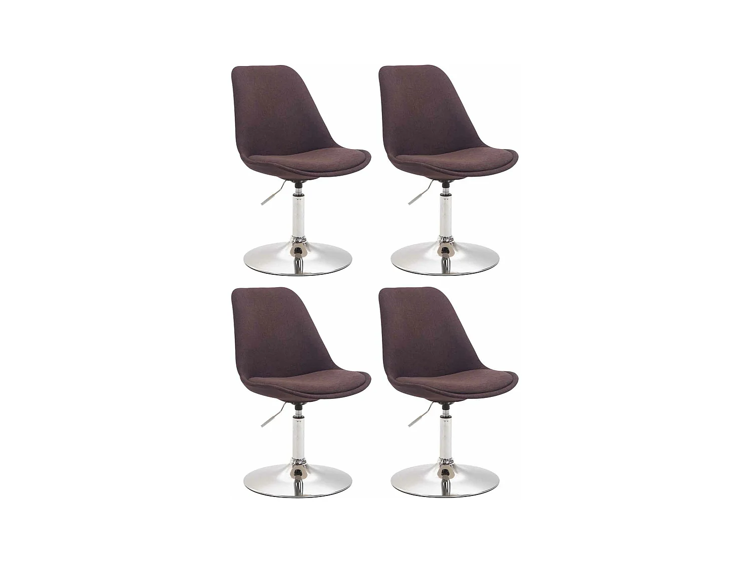Lot de 4  chaise salle à manger - Tissu & Chrome - Marron - Maverick