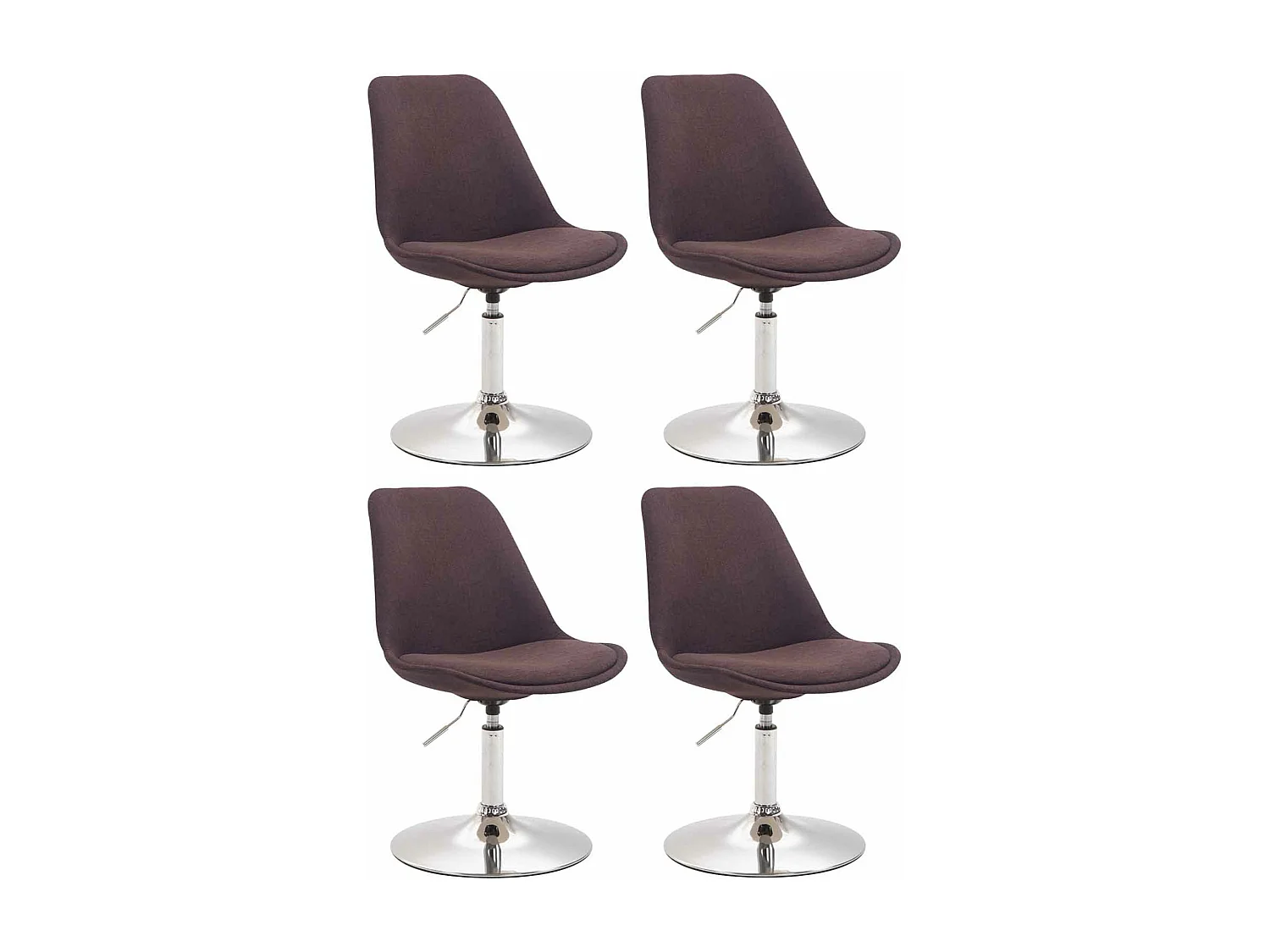 Lot de 4  chaise salle à manger - Tissu & Chrome - Marron - Maverick