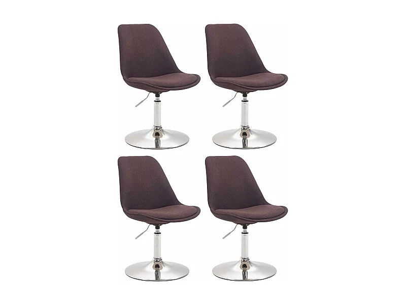 Lot de 4  chaise salle à manger - Tissu & Chrome - Marron - Maverick