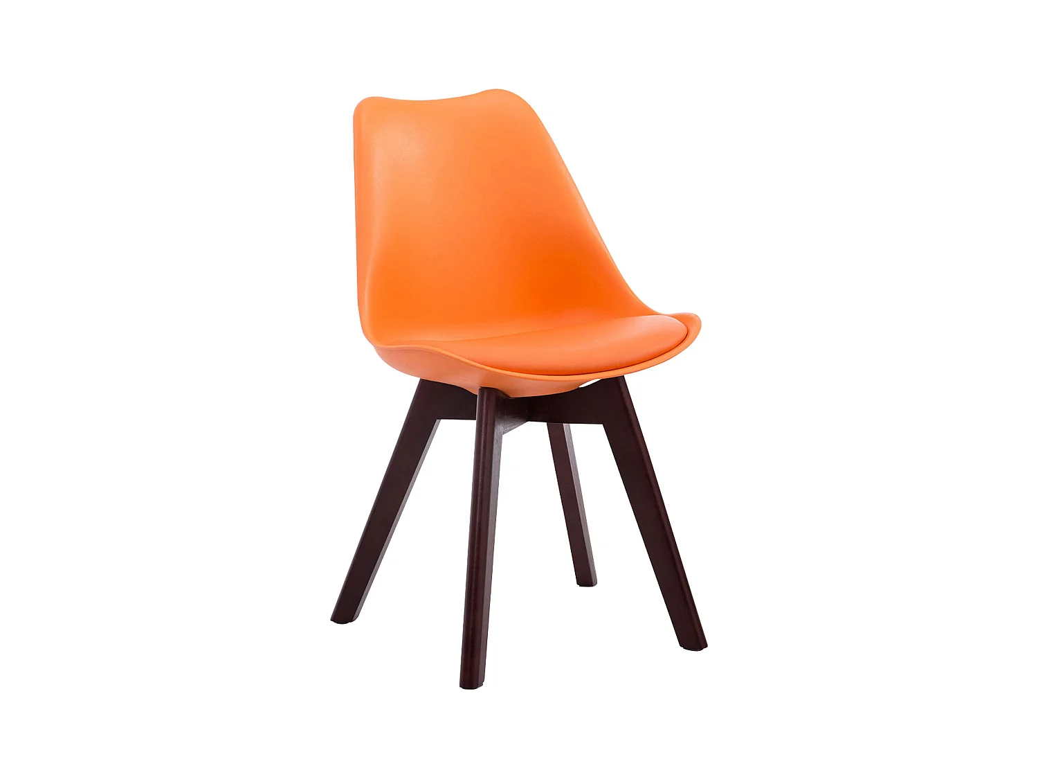 chaise salle à manger - Similicuir & Noyer - Orange - Borneo V2