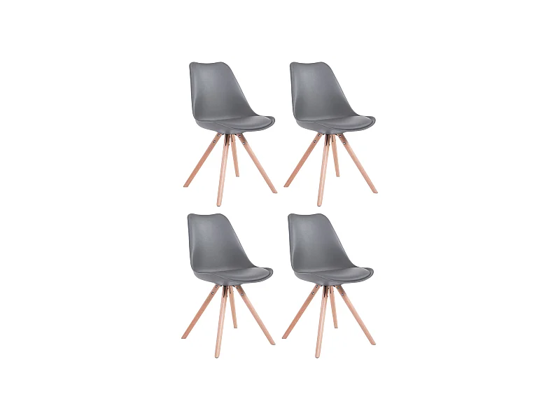 Lot de 4  chaise salle à manger - Similicuir & Nature - Gris - Toulouse