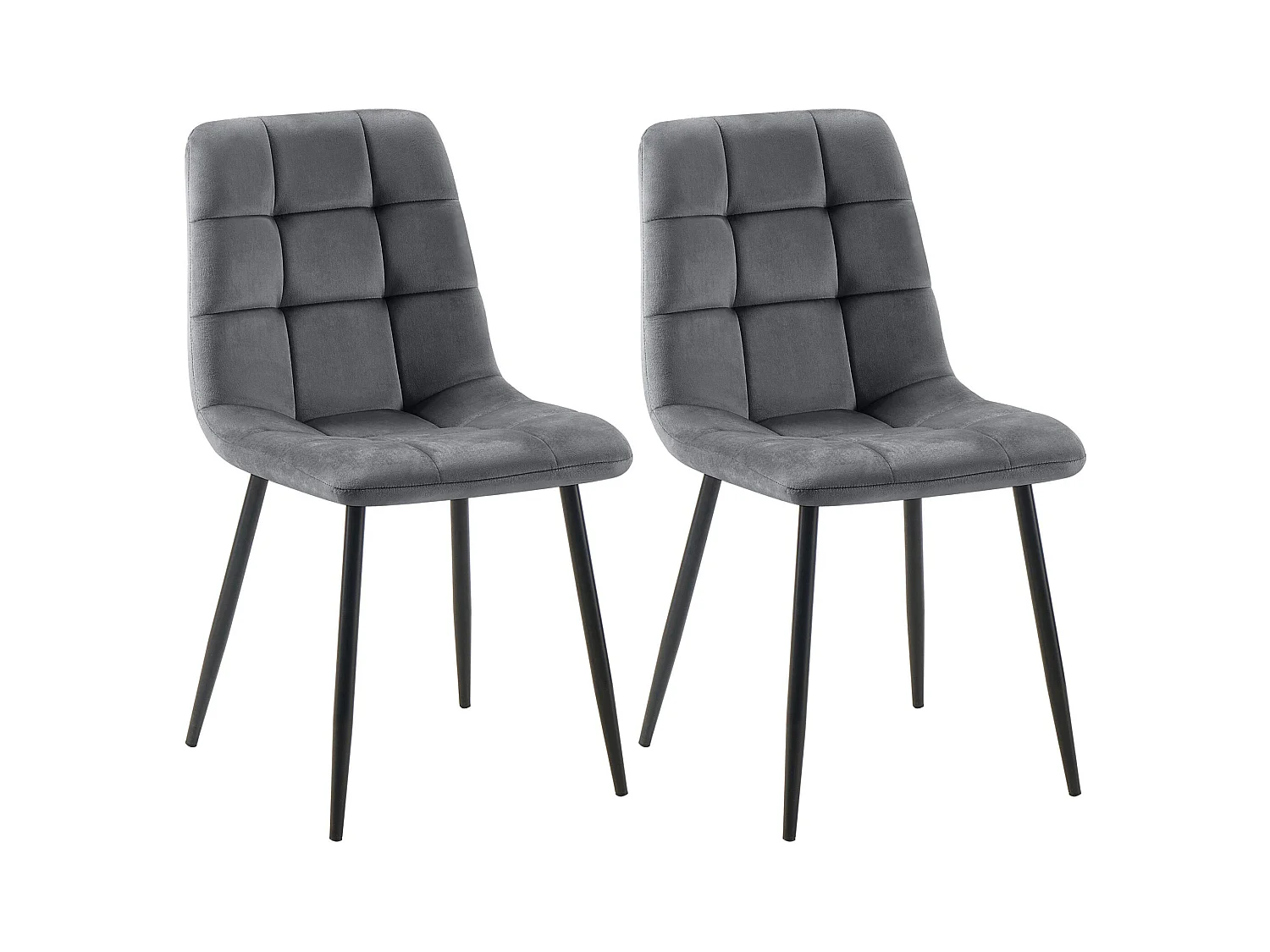 Lot de 2  chaise salle à manger - Velours - Gris foncé - Tilde