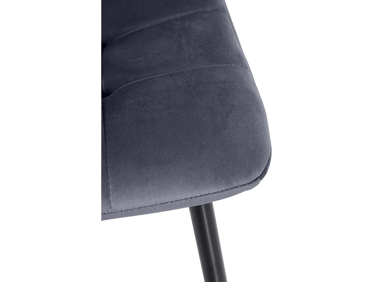 Lot de 2  chaise salle à manger - Velours - Gris foncé - Tilde