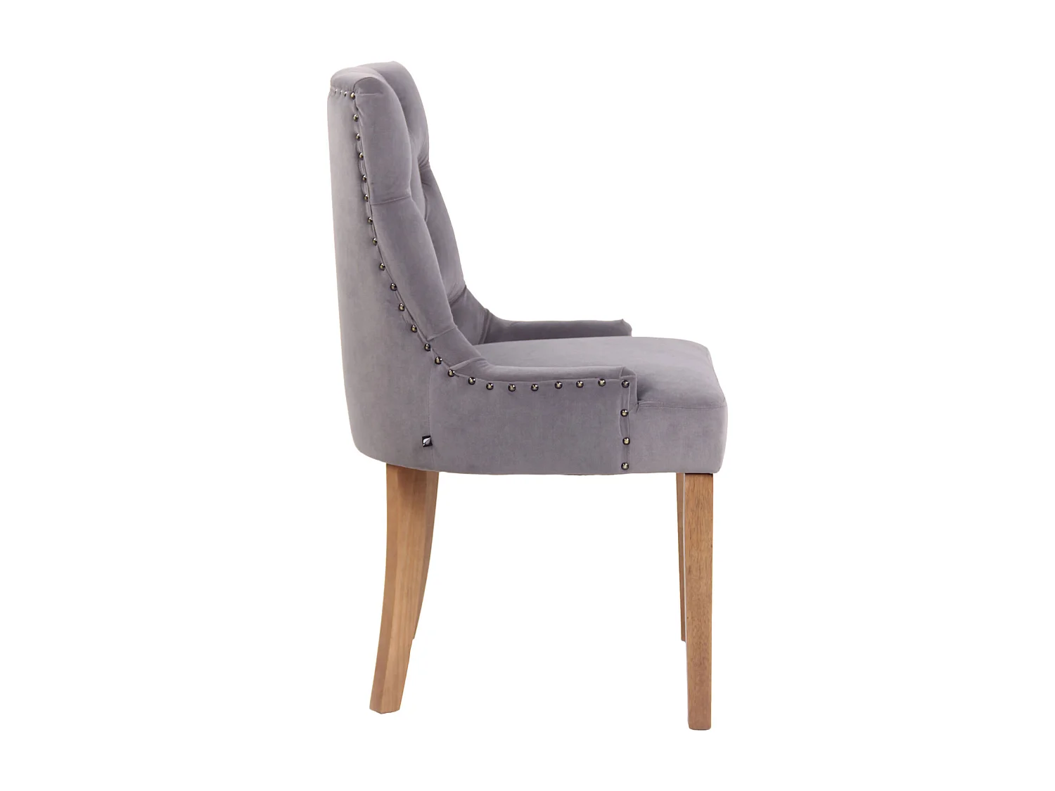 Lot de 4  chaise salle à manger - Velours & Antique clair - Gris - Aberdeen