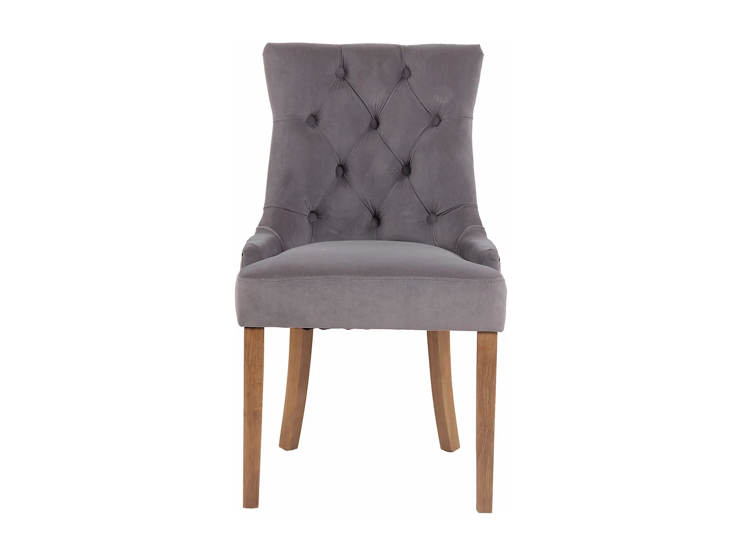 Lot de 4  chaise salle à manger - Velours & Antique clair - Gris - Aberdeen