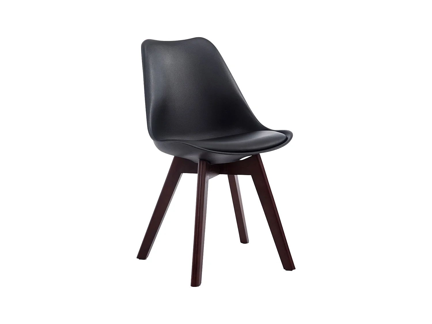 chaise salle à manger - Similicuir & Noyer - Noir - Borneo V2