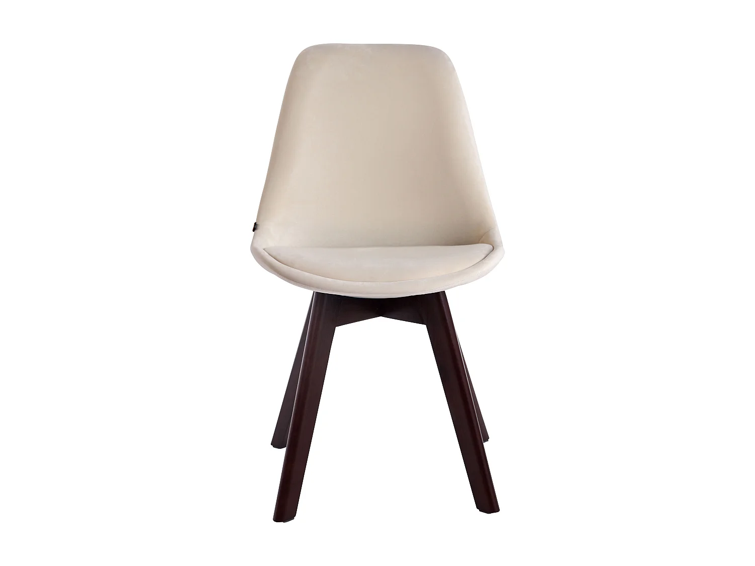 Lot de 4  chaise salle à manger - Velours & Noyer - Crème - Borneo V2