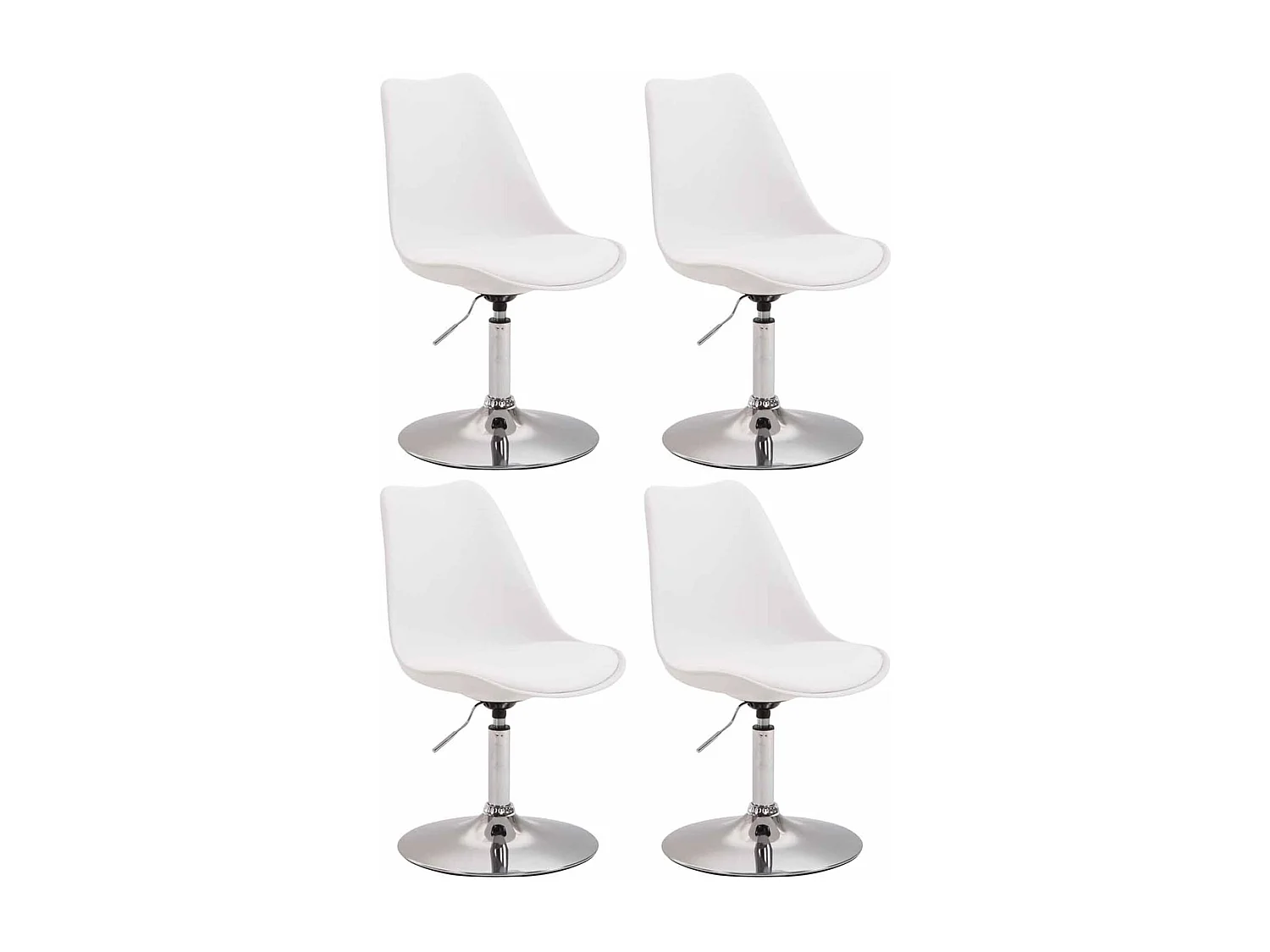 Lot de 4  chaise salle à manger - Plastique & Chrome - Blanc - Maverick