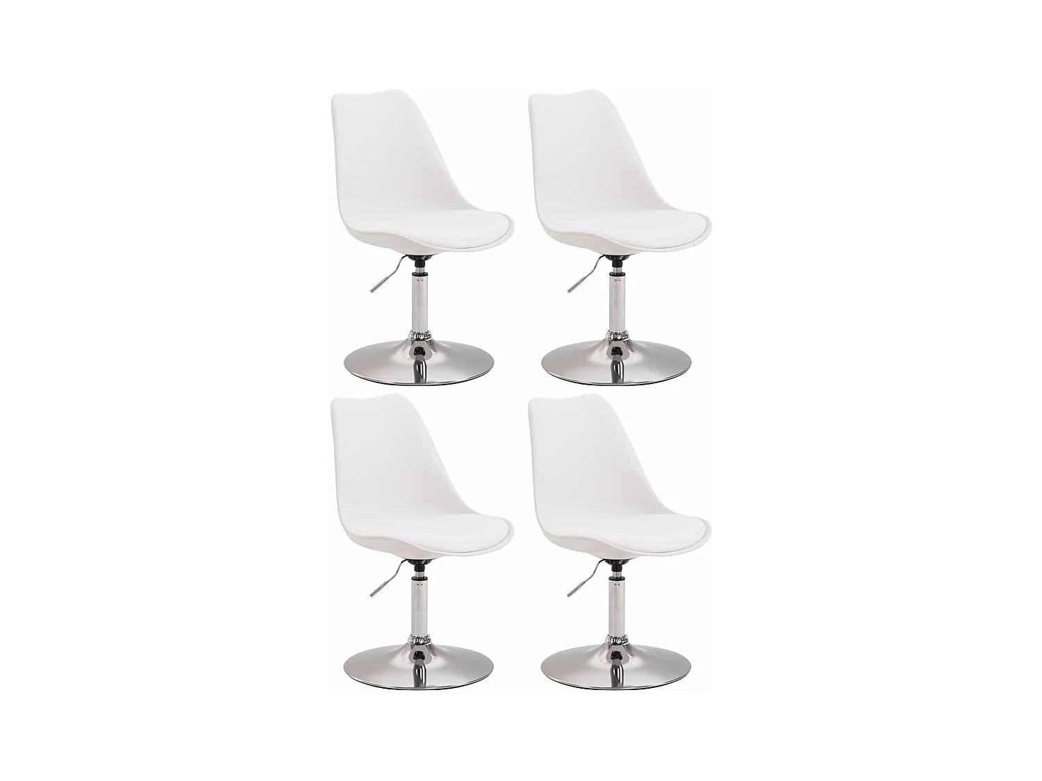 Lot de 4  chaise salle à manger - Plastique & Chrome - Blanc - Maverick