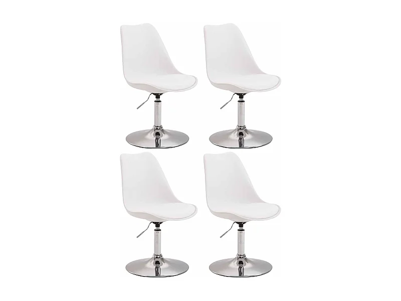 Lot de 4  chaise salle à manger - Plastique & Chrome - Blanc - Maverick