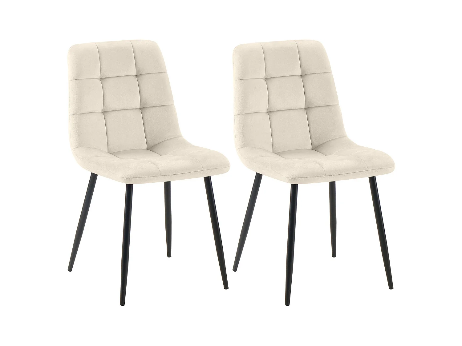 Lot de 2  chaise salle à manger - Velours - Crème - Tilde