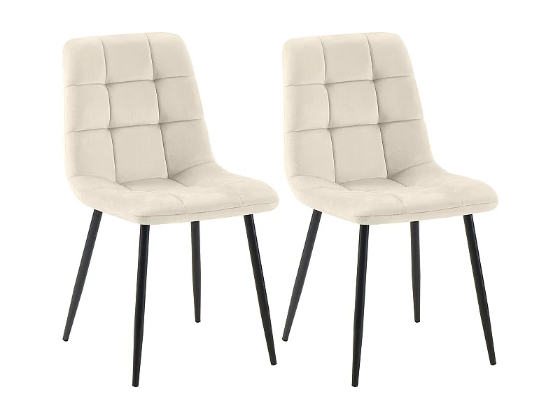 Lot de 2  chaise salle à manger - Velours - Crème - Tilde