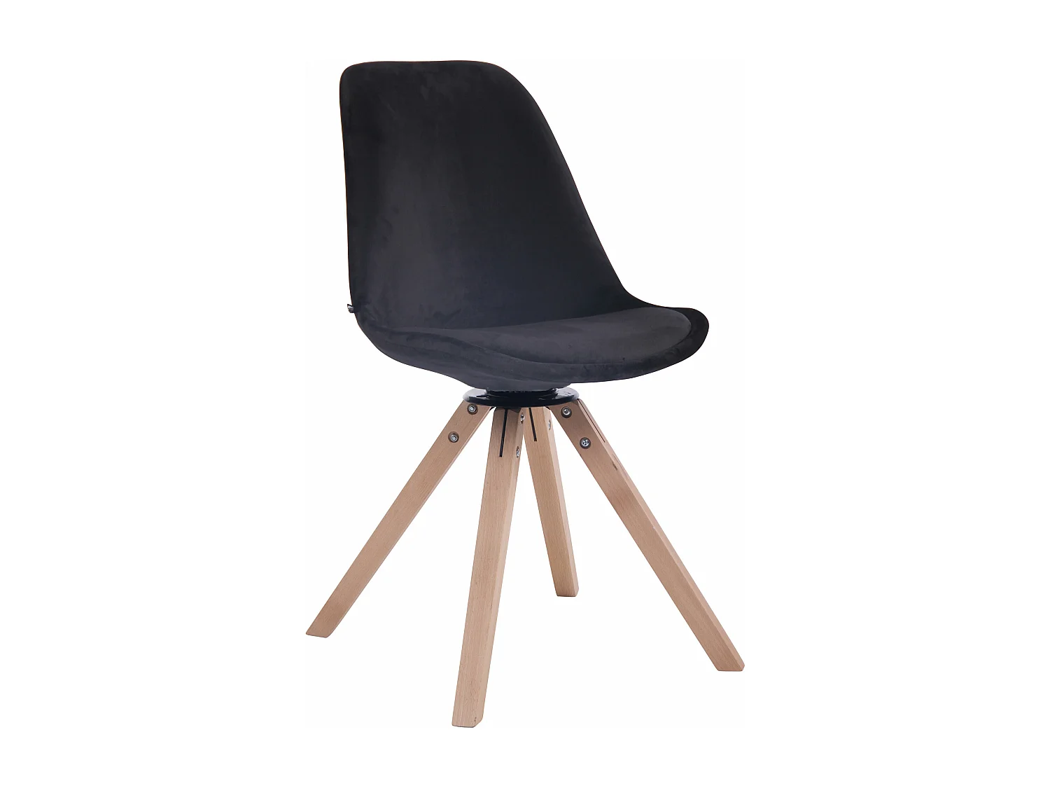 Eetkamerstoelen - Fluweel & natura - zwart - Troyes