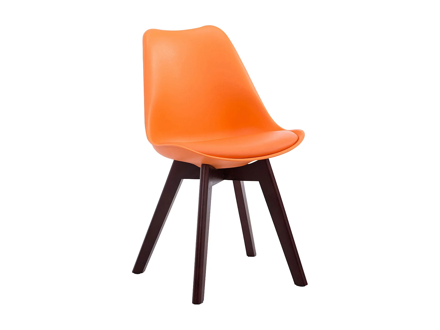 Lot de 4  chaise salle à manger - Similicuir & Noyer - Orange - Borneo V2