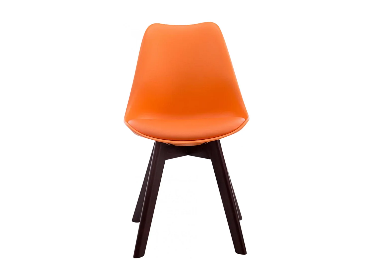 Lot de 4  chaise salle à manger - Similicuir & Noyer - Orange - Borneo V2