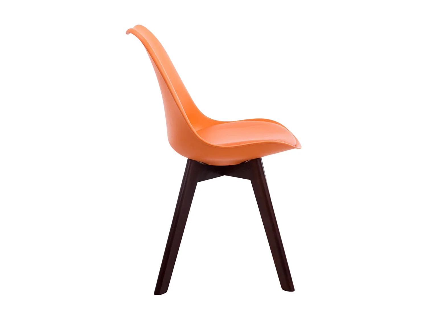 Lot de 4  chaise salle à manger - Similicuir & Noyer - Orange - Borneo V2