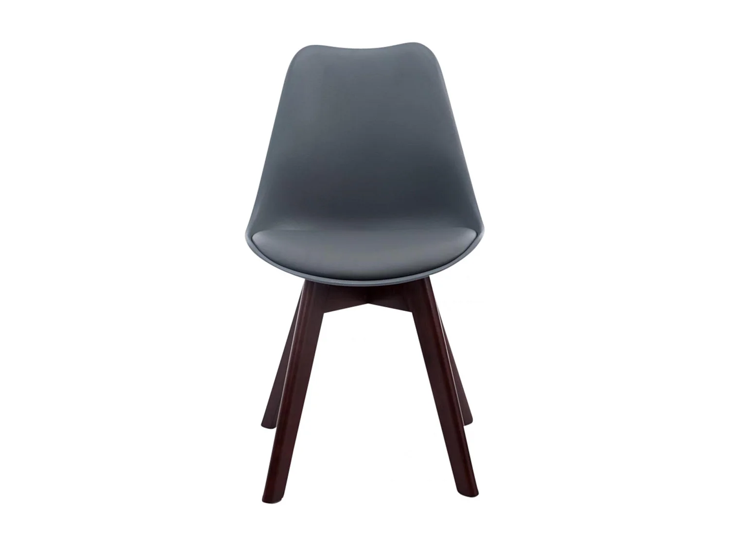 Lot de 4  chaise salle à manger - Similicuir & Noyer - Gris - Borneo V2