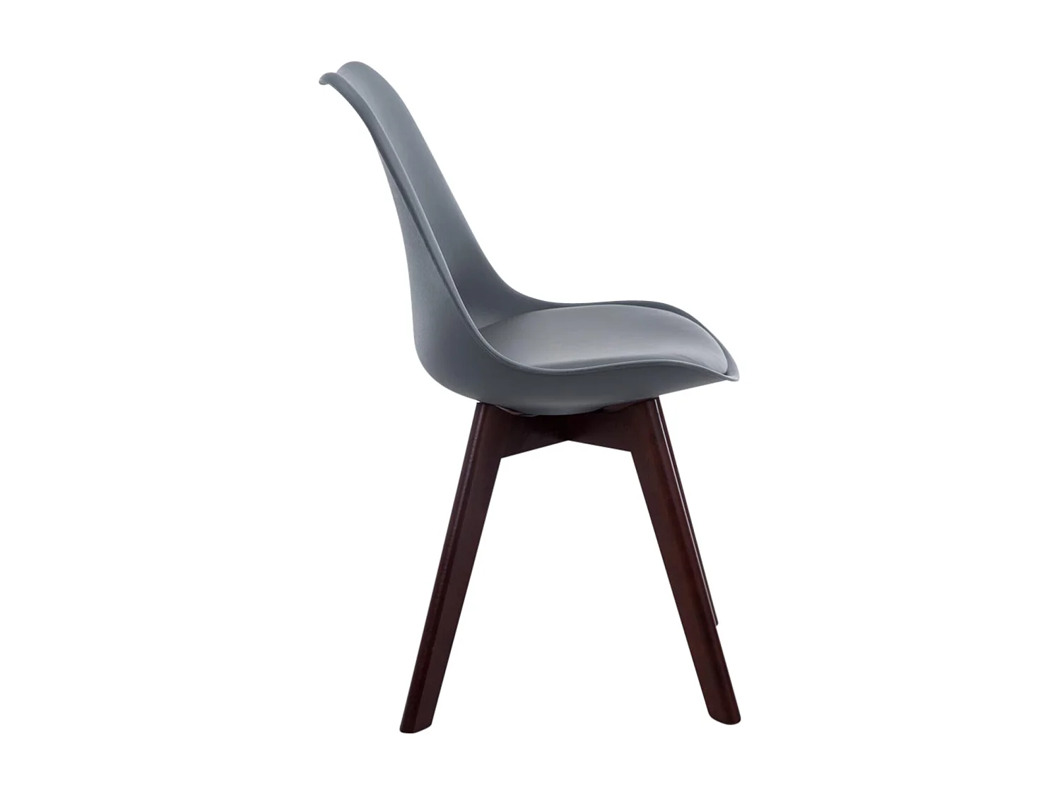 Lot de 4  chaise salle à manger - Similicuir & Noyer - Gris - Borneo V2