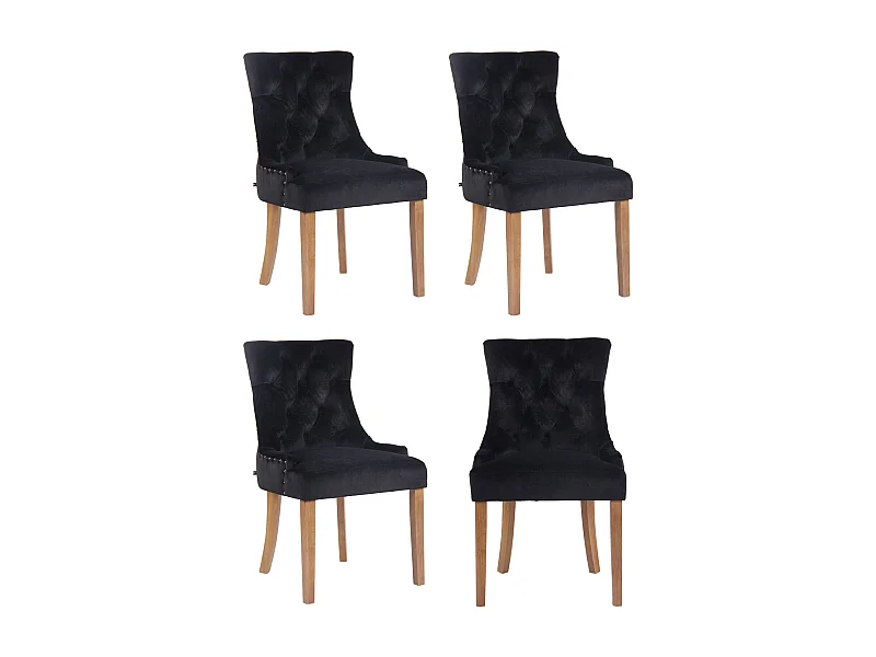 Lot de 4  chaise salle à manger - Velours & Antique clair - Noir - Aberdeen