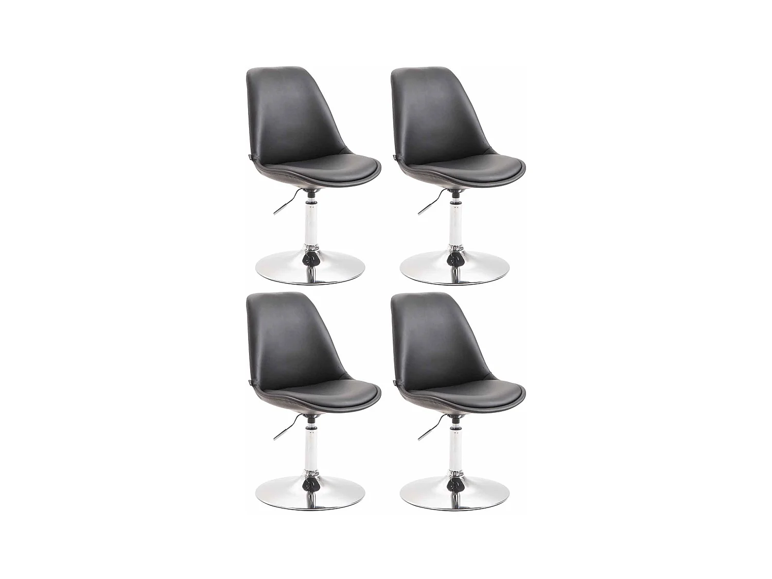Lot de 4  chaise salle à manger - Similicuir & Chrome - Noir - Maverick