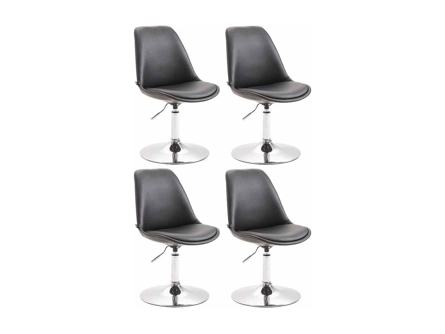 Set De 4  Silla de comedor - Simil cuero & cromo - Negro - Maverick