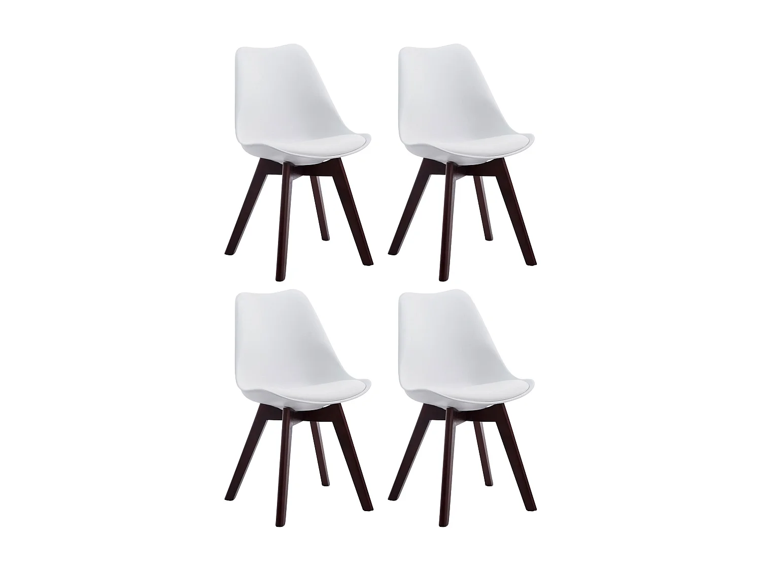 Set van 4  Eetkamerstoelen - Kunstleer & walnoot - wit - Borneo V2