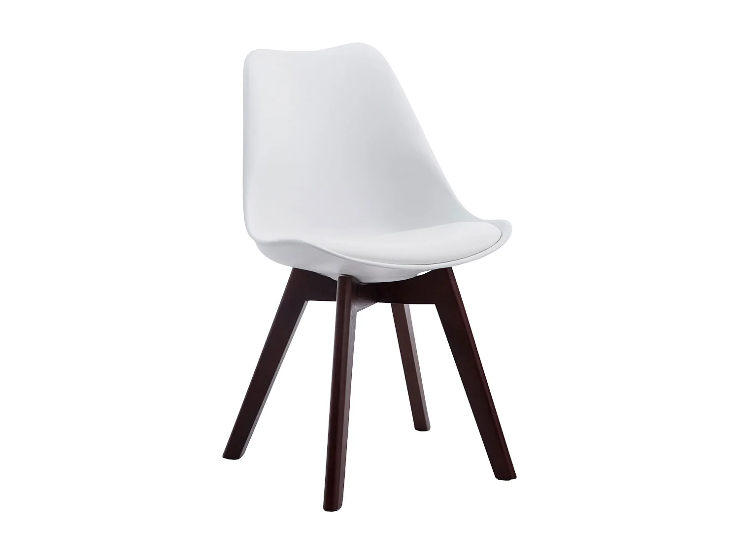 Set van 4  Eetkamerstoelen - Kunstleer & walnoot - wit - Borneo V2