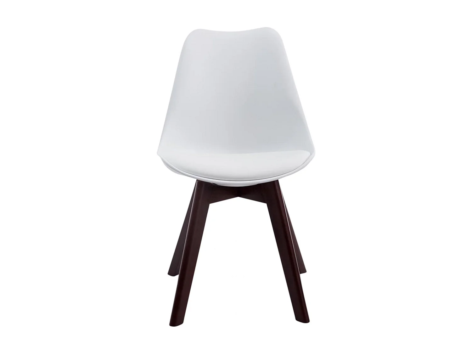 Lot de 4  chaise salle à manger - Similicuir & Noyer - Blanc - Borneo V2