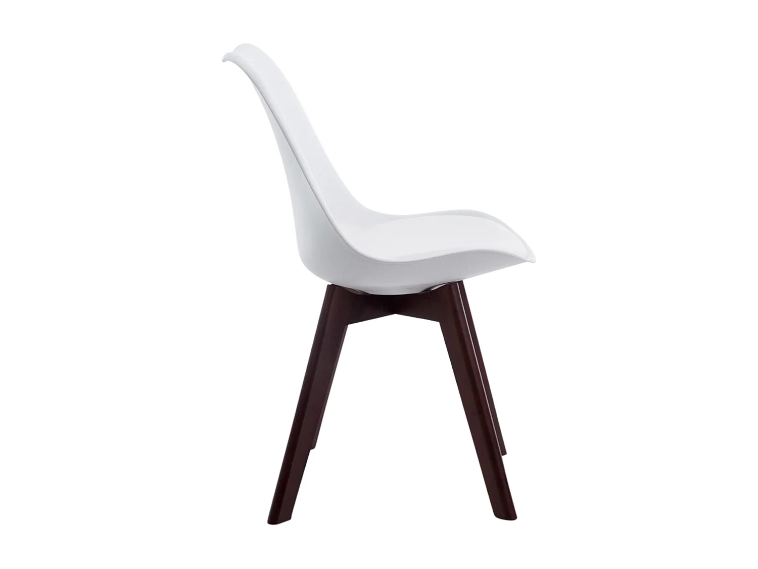 Lot de 4  chaise salle à manger - Similicuir & Noyer - Blanc - Borneo V2