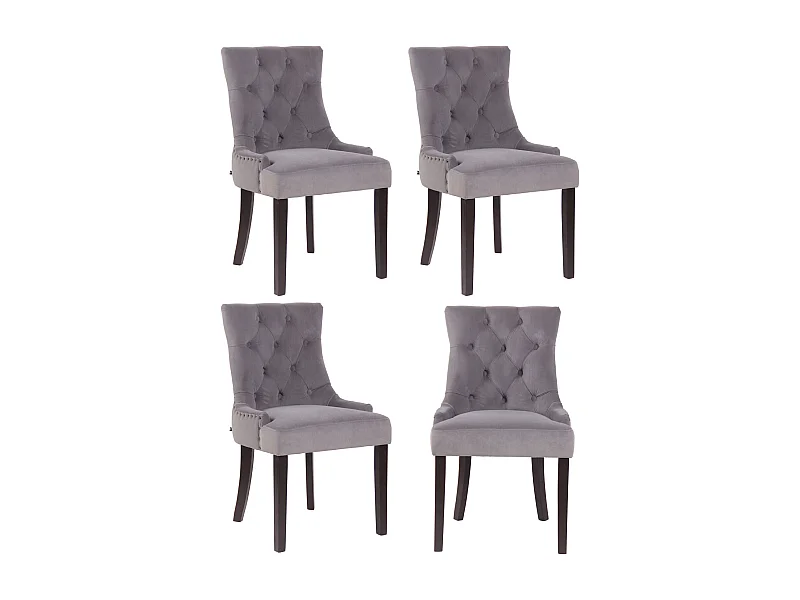 Lot de 4  chaise salle à manger - Velours & Antique - Gris - Aberdeen