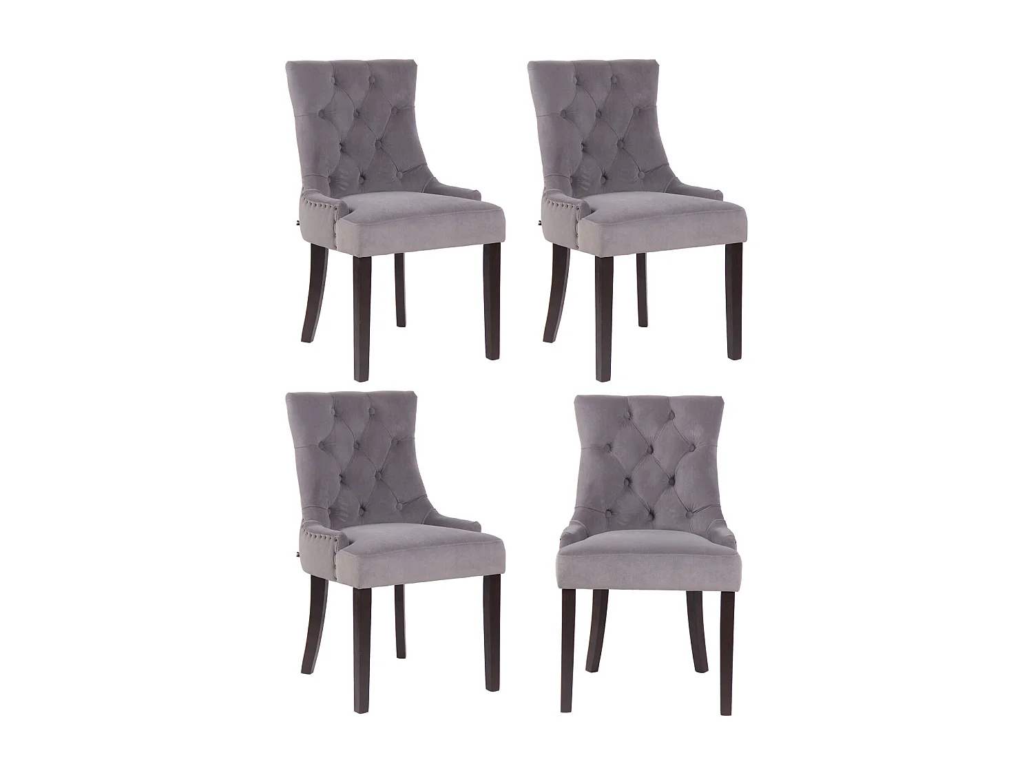 Lot de 4  chaise salle à manger - Velours & Antique - Gris - Aberdeen