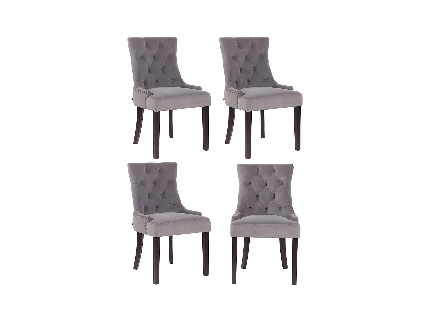 Lot de 4  chaise salle à manger - Velours & Antique - Gris - Aberdeen