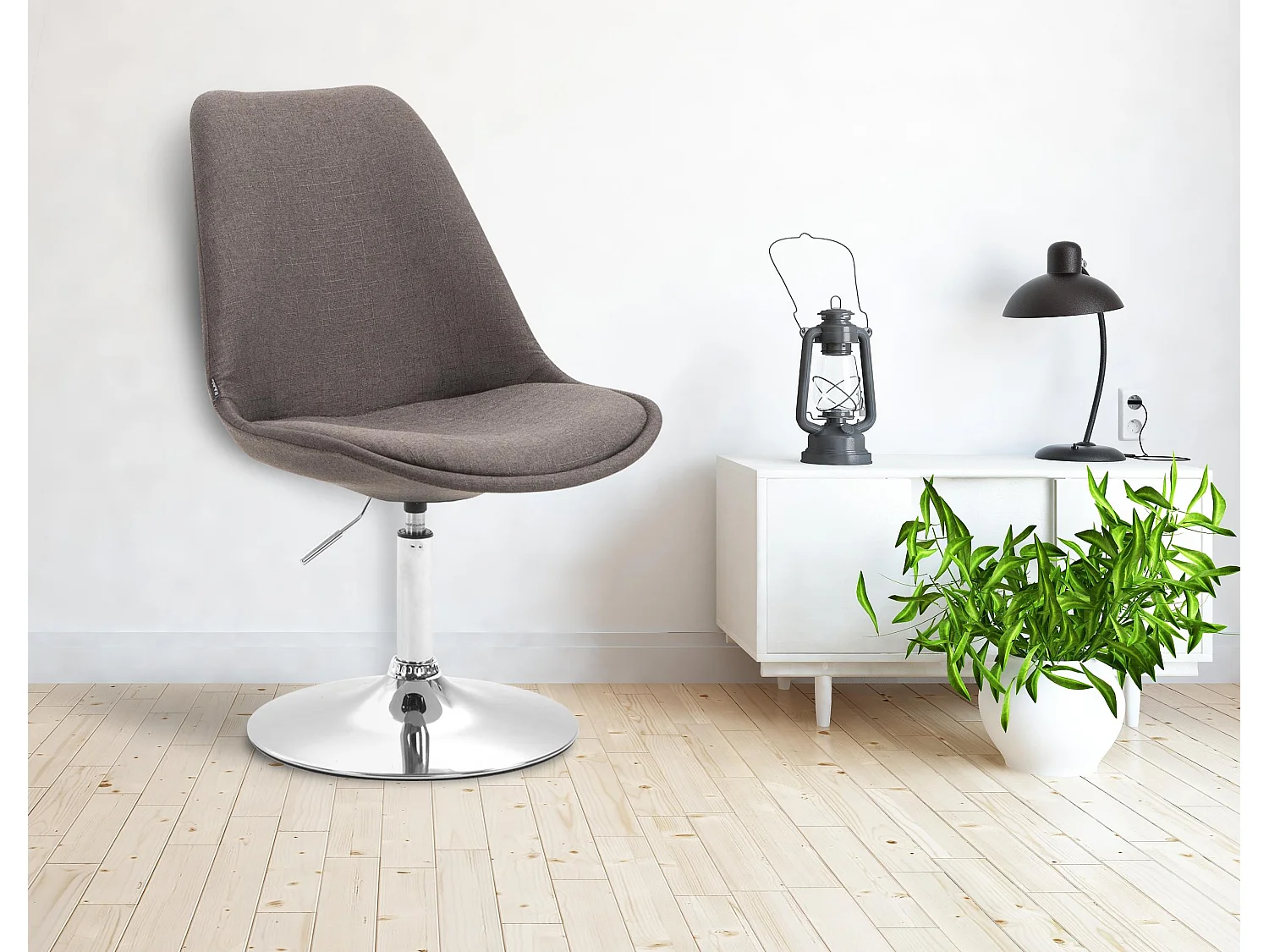 Eetkamerstoelen - Stof & chroom - donkergrijs - Maverick