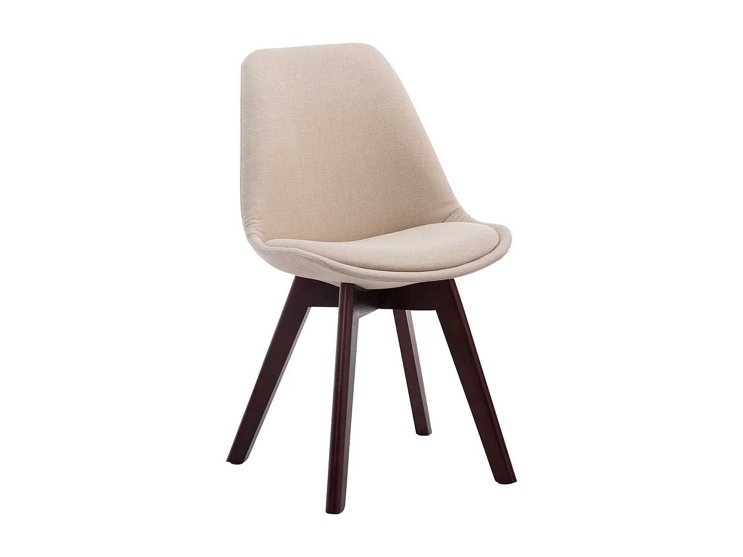 Lot de 4  chaise salle à manger - Tissu & Noyer - Crème - Borneo V2