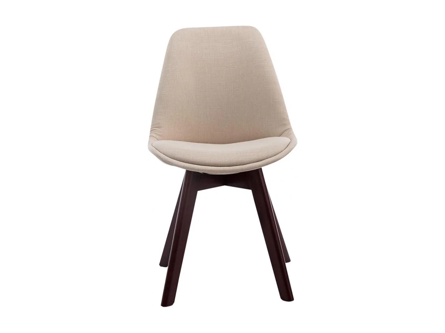 Lot de 4  chaise salle à manger - Tissu & Noyer - Crème - Borneo V2