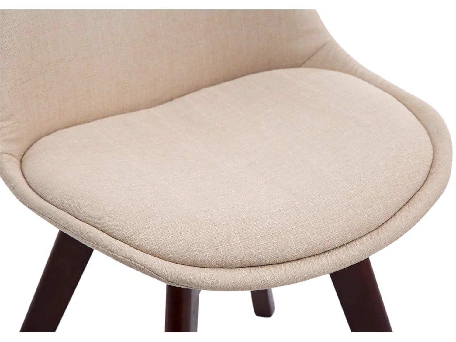 Lot de 4  chaise salle à manger - Tissu & Noyer - Crème - Borneo V2