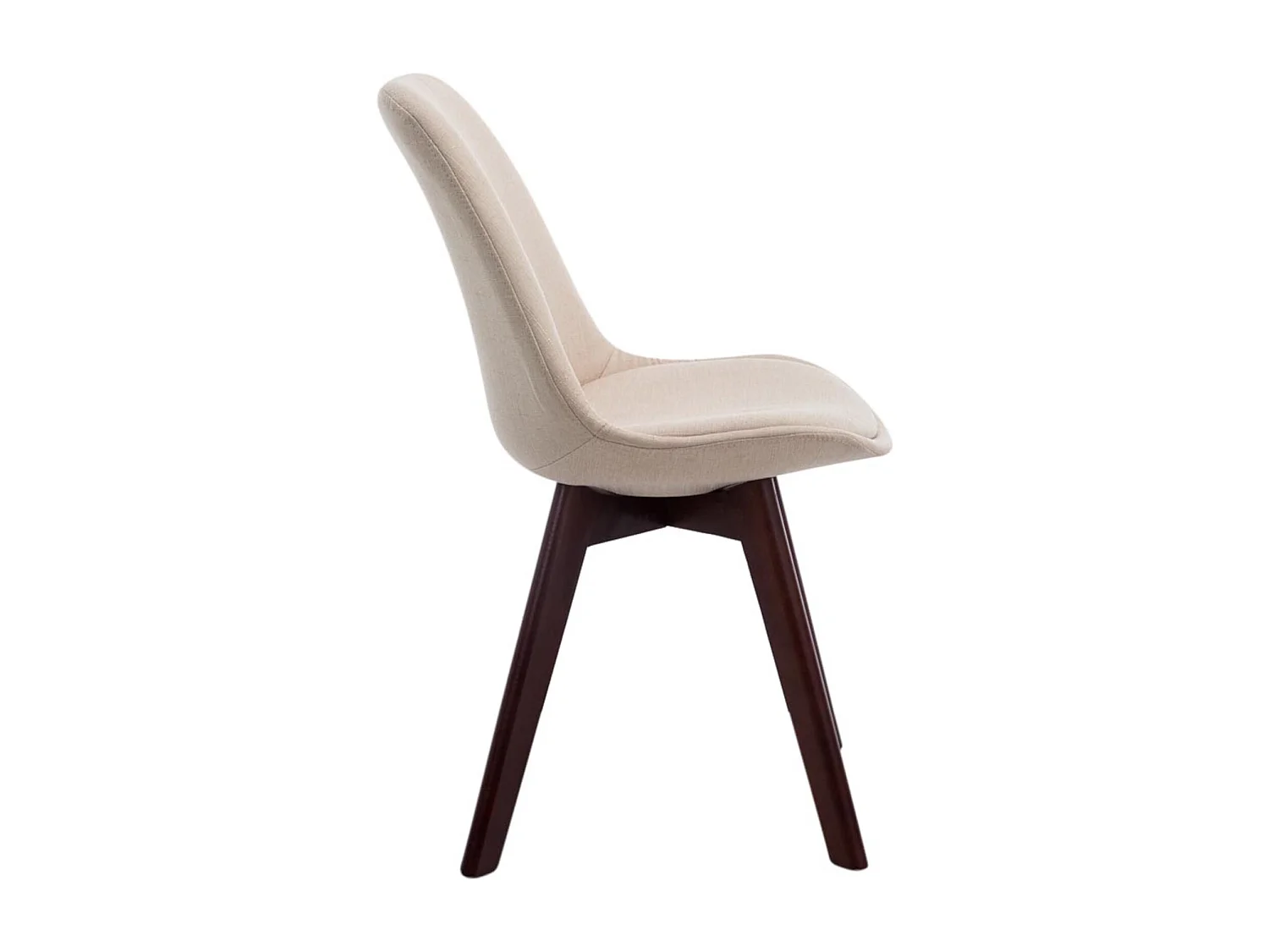 Lot de 4  chaise salle à manger - Tissu & Noyer - Crème - Borneo V2