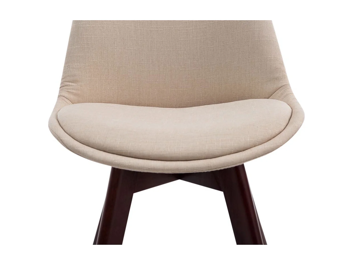 Lot de 4  chaise salle à manger - Tissu & Noyer - Crème - Borneo V2