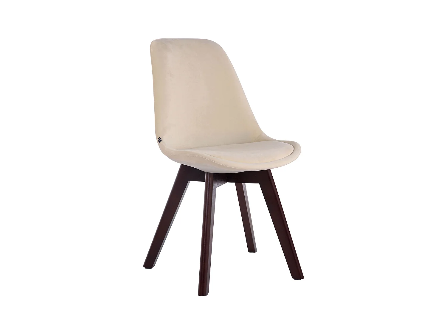 chaise salle à manger - Velours & Noyer - Crème - Borneo