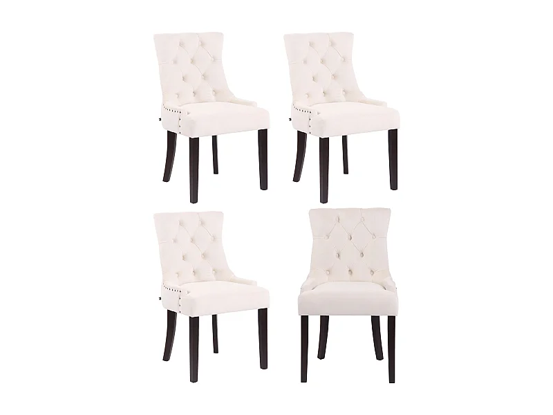 Lot de 4  chaise salle à manger - Velours & Antique - Crème - Aberdeen