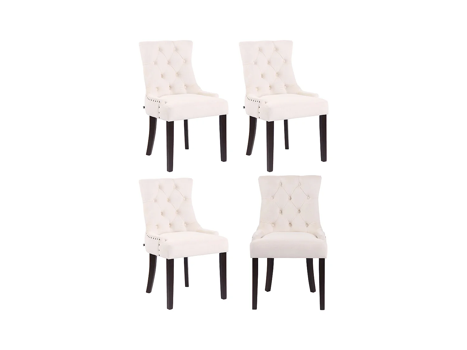 Lot de 4  chaise salle à manger - Velours & Antique - Crème - Aberdeen